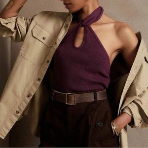 BANANA REPUBLIC Halter Sweater in Pinot Noir Purple